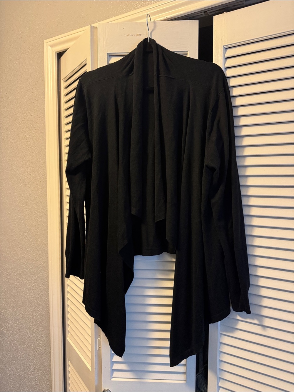 DKNYC Black Draped Open-Front Cardigan